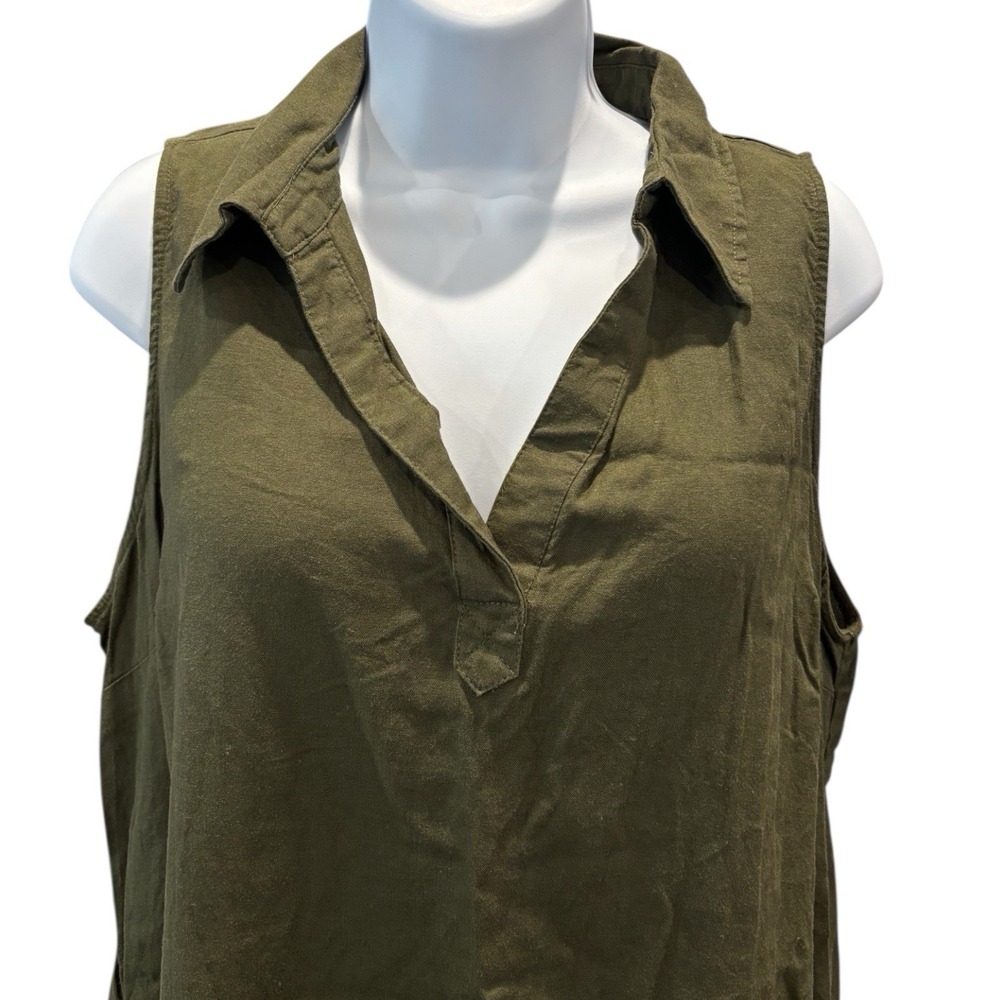 New York &‎ Company Olive Sleeveless Linen Blend Shift Dress Size L - Picture 2 of 5